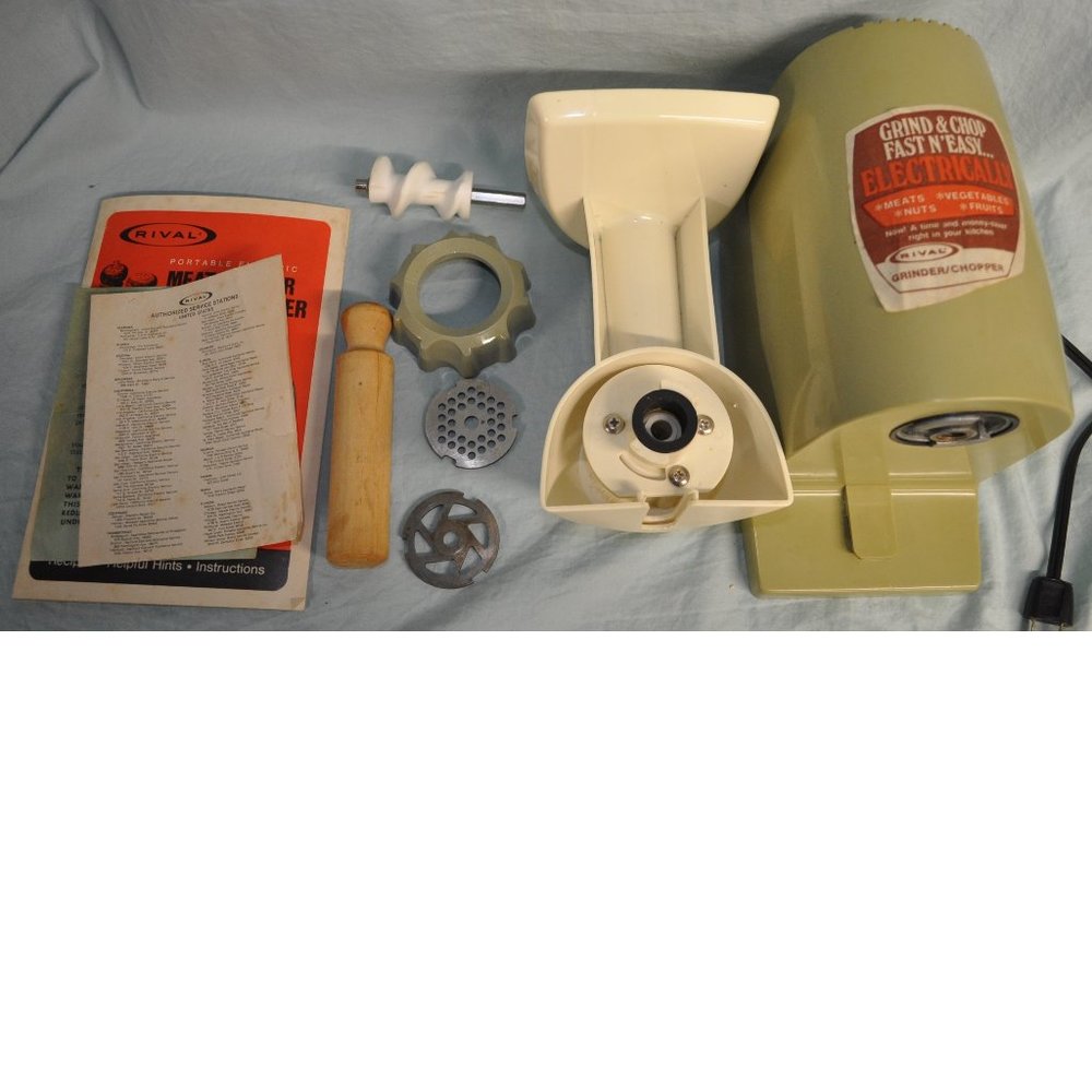 model 2105 vintage original box compact electric meat grinder	rival (55)